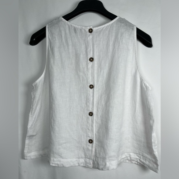 NWT J.CREW Size XL Maxine button-back Top 100%  Linen In White - Picture 3 of 8